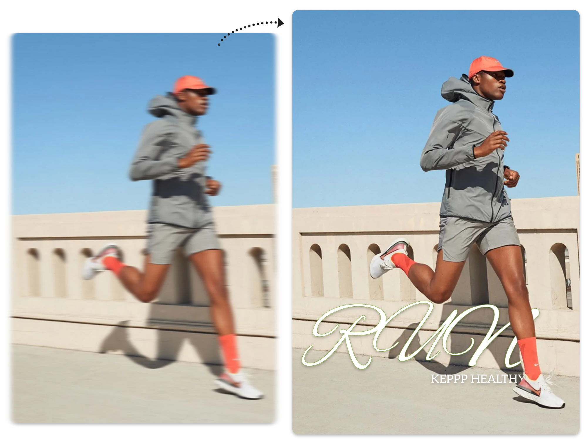 AI motion blur remover restoring clarity to an action photo