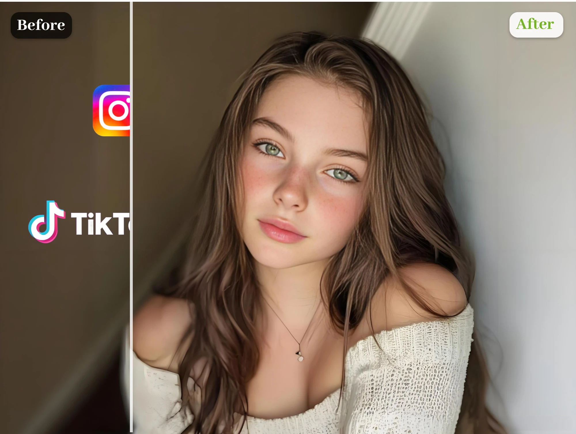 Before and After TikTok and Instagram Watermark Removal from Social Media Images
