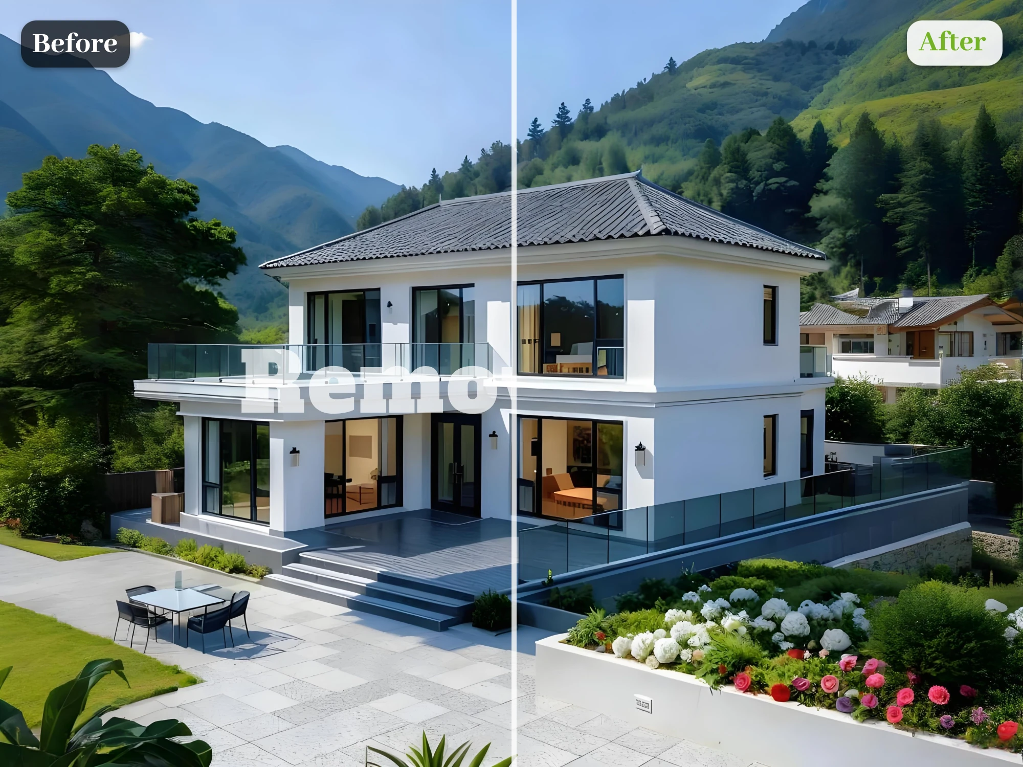 Before and After Watermark Removal from Real Estate Listing Photos 