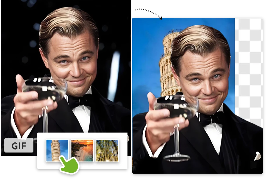 Replace Backgrounds in Famous Movie GIF Scenes