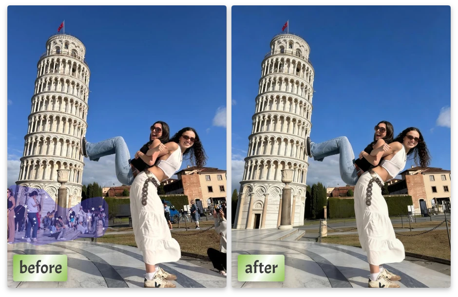 Disfruta de un remover objetos de fotos online gratis para ediciones rápidas y sencillas.